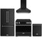 Gordon Ramsay by Thor Kitchen 4-Piece Appliance Package - 36-Inch Induction Range, Counter-Depth Refrigerator, Wall Mount Hood, & Dishwasher in Black with Stainless Steel Trim