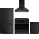 Black Thor Kitchen appliance package with 36-inch range, range hood, counter-depth refrigerator, dishwasher