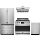 Stainless steel Thor Kitchen appliance package with 36-inch range, range hood, french door refrigerator, dishwasher