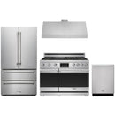Stainless steel Thor Kitchen appliance package with 36-inch range, range hood, french door refrigerator, dishwasher