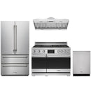 Stainless steel Thor Kitchen appliance package with 36-inch range, range hood, french door refrigerator, dishwasher