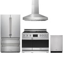 Stainless steel Thor Kitchen appliance package with 36-inch range, range hood, french door refrigerator, dishwasher