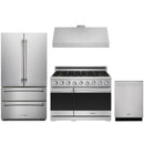 Stainless steel Thor Kitchen appliance package with 36-inch range, range hood, french door refrigerator, dishwasher