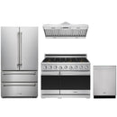 Stainless steel Thor Kitchen appliance package with 36-inch range, range hood, french door refrigerator, dishwasher