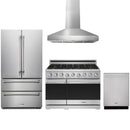 Stainless steel Thor Kitchen appliance package with 36-inch range, range hood, french door refrigerator, dishwasher