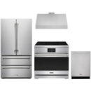 Stainless steel Thor Kitchen appliance package with 36-inch range, range hood, french door refrigerator, dishwasher