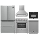 Forno 5-Piece Appliance Package - 30-Inch Electric Range, Wall Mount Range Hood, 36-Inch Refrigerator, Dishwasher, and 24-Inch Microwave Oven in Stainless Steel