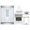 Forno 5-Piece Appliance Package - 30-Inch Electric Range, Wall Mount Range Hood, 60-Inch Refrigerator, Dishwasher, and 24-Inch Microwave Drawer in White with Antique Brass Handle