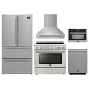 Forno 5-Piece Appliance Package - 36-Inch Electric Range, Wall Mount Range Hood, 36-Inch Refrigerator, Dishwasher, and 24-Inch Microwave Oven in Stainless Steel