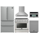 Forno 5-Piece Appliance Package - 36-Inch Electric Range, Wall Mount Range Hood, 36-Inch Refrigerator, Dishwasher, and 30-Inch Microwave Oven in Stainless Steel