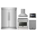 Forno 5-Piece Appliance Package - 36-Inch Electric Range, Wall Mount Range Hood, 60-Inch Refrigerator, Dishwasher, and 24-Inch Microwave Drawer in Stainless Steel