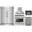 Forno 5-Piece Appliance Package - 36-Inch Electric Range, Wall Mount Range Hood, 60-Inch Refrigerator, Dishwasher, and 24-Inch Microwave Oven in Stainless Steel