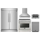 Forno 5-Piece Appliance Package - 36-Inch Electric Range, Wall Mount Range Hood, 60-Inch Refrigerator, Dishwasher, and 30-Inch Microwave Drawer in Stainless Steel