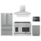 Forno 5-Piece Appliance Package - 48-Inch Electric Range, Wall Mount Range Hood, 36-Inch Refrigerator, Dishwasher, and 24-Inch Microwave Drawer in Stainless Steel