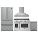 Forno 5-Piece Appliance Package - 48-Inch Electric Range, Wall Mount Range Hood, 36-Inch Refrigerator, Dishwasher, and 24-Inch Microwave Oven in Stainless Steel