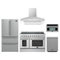 Forno 5-Piece Appliance Package - 48-Inch Electric Range, Wall Mount Range Hood, 36-Inch Refrigerator, Dishwasher, and 30-Inch Microwave Oven in Stainless Steel