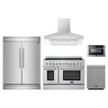 Forno 5-Piece Appliance Package - 48-Inch Electric Range, Wall Mount Range Hood, 60-Inch Refrigerator, Dishwasher, and 24-Inch Microwave Drawer in Stainless Steel
