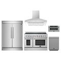 Forno 5-Piece Appliance Package - 48-Inch Electric Range, Wall Mount Range Hood, 60-Inch Refrigerator, Dishwasher, and 30-Inch Microwave Drawer in Stainless Steel