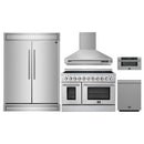 Forno 5-Piece Appliance Package - 48-Inch Electric Range, Wall Mount Range Hood, 60-Inch Refrigerator, Dishwasher, and 30-Inch Microwave Drawer in Stainless Steel