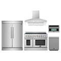 Forno 5-Piece Appliance Package - 48-Inch Electric Range, Wall Mount Range Hood, 60-Inch Refrigerator, Dishwasher, and 30-Inch Microwave Oven in Stainless Steel