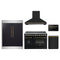 Forno 5-Piece Appliance Package - 48-Inch Electric Range, Wall Mount Range Hood, 60-Inch Refrigerator, Dishwasher, and 24-Inch Microwave Drawer in Black with Antique Brass Trim