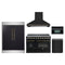 Forno 5-Piece Appliance Package - 48-Inch Electric Range, Wall Mount Range Hood, 60-Inch Refrigerator, Dishwasher, and 30-Inch Microwave Oven in Black with Antique Brass Trim