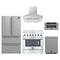 Forno 5-Piece Appliance Package - 36-Inch Electric Range, Wall Mount Range Hood, 36-Inch Refrigerator, Dishwasher, and 30-Inch Microwave Drawer in Stainless Steel