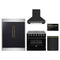 Forno 5-Piece Appliance Package - 36-Inch Electric Range, Wall Mount Range Hood, 60-Inch Refrigerator, Dishwasher, and 24-Inch Microwave Drawer in Black with Antique Brass Trim