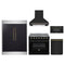Forno 5-Piece Appliance Package - 36-Inch Electric Range, Wall Mount Range Hood, 60-Inch Refrigerator, Dishwasher, and 30-Inch Microwave Drawer in Black with Antique Brass Trim