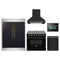 Forno 5-Piece Appliance Package - 36-Inch Electric Range, Wall Mount Range Hood, 60-Inch Refrigerator, Dishwasher, and 24-Inch Microwave Oven in Black with Antique Brass Trim