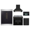 Forno 5-Piece Appliance Package - 36-Inch Electric Range, Wall Mount Range Hood, 60-Inch Refrigerator, Dishwasher, and 30-Inch Microwave Oven in Black with Antique Brass Trim