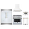 Forno 5-Piece Appliance Package - 36-Inch Electric Range, Wall Mount Range Hood, 60-Inch Refrigerator, Dishwasher, and 24-Inch Microwave Drawer in White with Antique Brass Trim