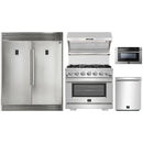 Forno 5-Piece Pro Appliance Package - 36-Inch Gas Range, 60-Inch Pro-Style Refrigerator, Wall Mount Hood with Backsplash, 24-Inch Microwave Drawer, & 3-Rack Dishwasher in Stainless Steel
