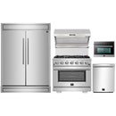 Forno 5-Piece Pro Appliance Package - 36-Inch Gas Range, 60-Inch Pro-Style Refrigerator, Wall Mount Hood with Backsplash, 24-Inch Microwave Oven, & 3-Rack Dishwasher in Stainless Steel