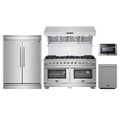 Forno 5-Piece Pro Appliance Package - 60-Inch Capriasca Gas Range, 60-Inch Pro-Style Refrigerator, Wall Mount Hood with Backsplash, 24-Inch Microwave Drawer, & 3-Rack Dishwasher in Stainless Steel