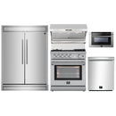 Forno 5-Piece Appliance Package - 30-Inch Gas Range with Air Fryer, 60-Inch Pro-Style Refrigerator, Wall Mount Hood with Backsplash, 24-Inch Microwave Drawer, & 3-Rack Dishwasher in Stainless Steel