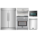 Forno 5-Piece Appliance Package - 30-Inch Gas Range with Air Fryer, 60-Inch Pro-Style Refrigerator, Wall Mount Hood with Backsplash, 24-Inch Microwave Oven, & 3-Rack Dishwasher in Stainless Steel