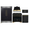 Forno 5-Piece Appliance Package - 36-Inch Dual Fuel Range, Wall Mount Range Hood, 60-Inch Convertible Refrigerator with Modern Grille Trim, Dishwasher, and 30-Inch Microwave Drawer in Black with Antique Brass Handle