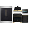 Forno 5-Piece Appliance Package - 36-Inch Dual Fuel Range, Wall Mount Range Hood, 60-Inch Convertible Refrigerator with Modern Trim, Dishwasher, and 24-Inch Microwave Oven in Black with Antique Brass Trim