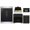 Forno 5-Piece Appliance Package - 36-Inch Dual Fuel Range, Wall Mount Range Hood, 60-Inch Convertible Refrigerator with Modern Trim, Dishwasher, and 30-Inch Microwave Oven in Black with Antique Brass Trim