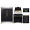 Forno 5-Piece Appliance Package - 36-Inch Dual Fuel Range, Wall Mount Range Hood, 60-Inch Convertible Refrigerator with Modern Trim, Dishwasher, and 30-Inch Microwave Oven in Black with Antique Brass Handle