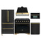 Forno Antico 5-Piece Appliance Package - 36-Inch Dual Fuel Range, 36-Inch Hood, 36-Inch Refrigerator, 24-Inch Dishwasher, & 30-Inch Microwave Oven in Black with Antique Brass Trim