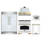 Forno 5-Piece Appliance Package - 36-Inch Dual Fuel Range, Wall Mount Range Hood, 60-Inch Refrigerator, Dishwasher, & 24-Inch Microwave Drawer in White with Antique Brass Trim
