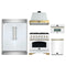 Forno 5-Piece Appliance Package - 36-Inch Antico Dual Fuel Range, Wall Mount Range Hood, 60-Inch Refrigerator, Dishwasher, & 30-Inch Microwave Oven in White with Antique Brass Trim