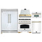 Forno 5-Piece Appliance Package - 36-Inch Antico Dual Fuel Range, Wall Mount Range Hood, 60-Inch Refrigerator, Dishwasher, & 30-Inch Microwave Oven in White with Antique Brass Handle
