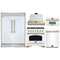 Forno 5-Piece Appliance Package - 36-Inch Antico Dual Fuel Range, Wall Mount Range Hood, 60-Inch Refrigerator, Dishwasher, & 30-Inch Microwave Oven in White with Antique Brass Trim
