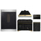 Forno 5-Piece Appliance Package - 48-Inch Dual Fuel Range, Hood, 60-Inch Convertible Refrigerator with Modern Trim, Dishwasher, and 24-Inch Microwave Drawer in Black with Antique Brass Trim