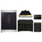 Forno 5-Piece Appliance Package - 48-Inch Dual Fuel Range, 60-Inch Convertible Refrigerator with Modern Trim, Dishwasher, and 24-Inch Microwave Drawer in Black with Antique Brass Handle