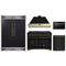 Forno 5-Piece Appliance Package - 48-Inch Dual Fuel Range, 60-Inch Convertible Refrigerator with Modern Grille Trim, Dishwasher, and 24-Inch Microwave Drawer in Black with Antique Brass Trim