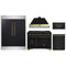 Forno 5-Piece Appliance Package - 48-Inch Dual Fuel Range, 60-Inch Convertible Refrigerator with Modern Trim, Dishwasher, and 30-Inch Microwave Drawer in Black with Antique Brass Trim